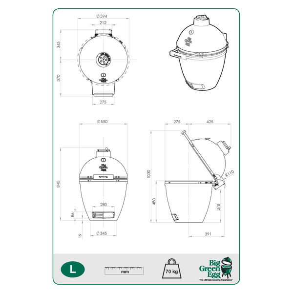 Керамічний гриль Big Green Egg Large 117632 фото